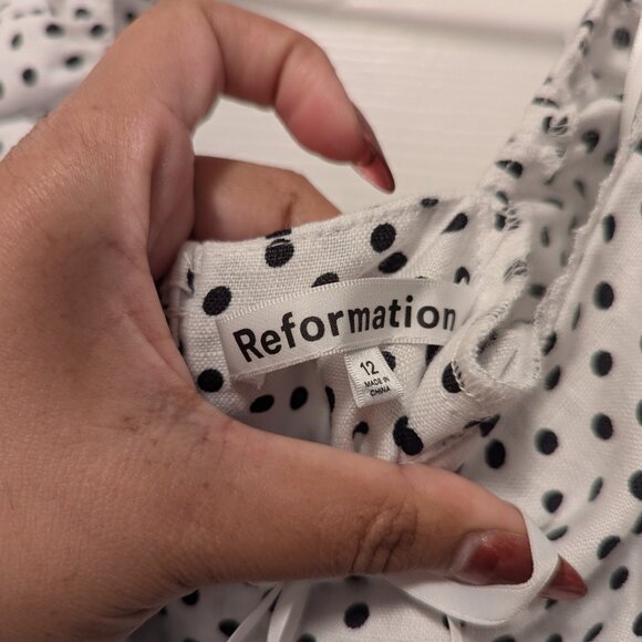 Reformation Malvina Linen Dress Ivory - Size 12 - Picture 8 of 12